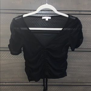 Sheer Short Sleeve Ruched Top